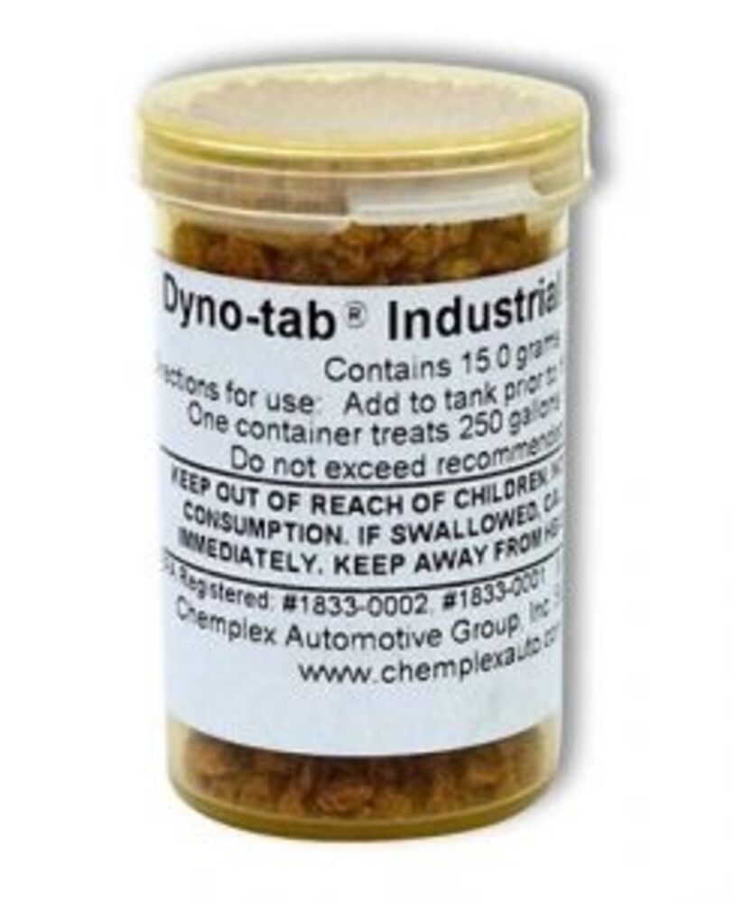 Dyno-tab® Fuel Treatment 15 gram Fleet & Industrial for GASOLINE & DIESEL Engines, Improve Fuel Economy, Reduce Knocking & Improve Acceleration, 1 Vial Treats 947L – 45915