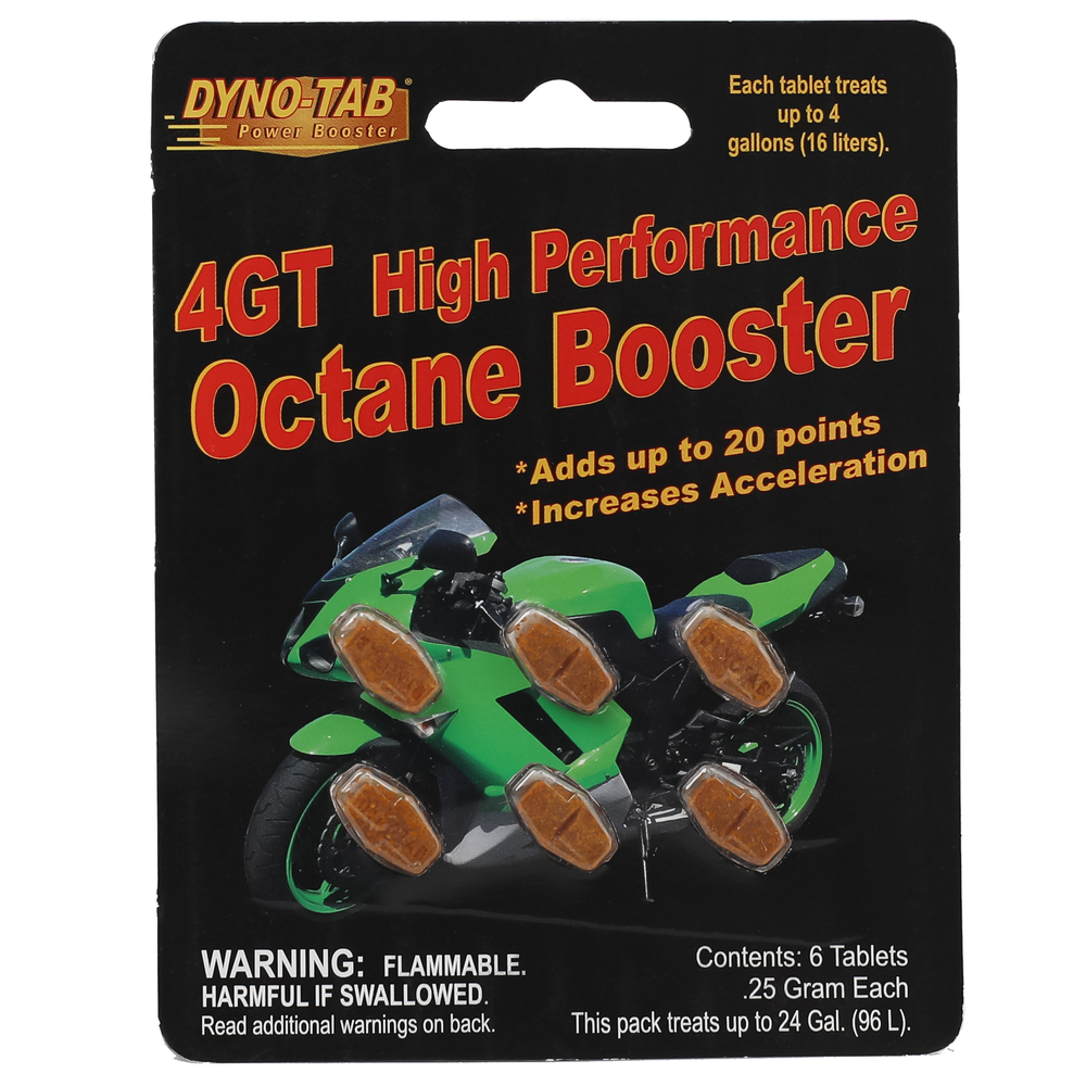 DYNO TAB Octane Booster – for GASOLINE Bikes & Motorcycles Engines, Boost Power, Reduce Knocking & Improve Acceleration, 6 Tablet Card, 1 Treats 16L - 45431