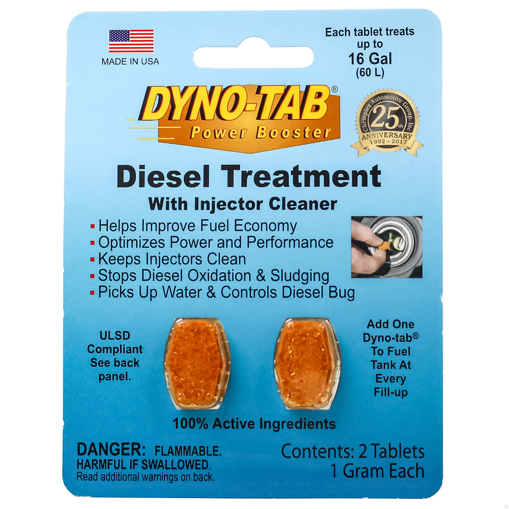 DYNO TAB Injector Cleaner – for DIESEL Engines ONLY, Improve Fuel Economy, Remove Water, Reduce Knocking & Improve Acceleration, 2 Tablet Card, 1 Tablet Treats 60L – 45602
